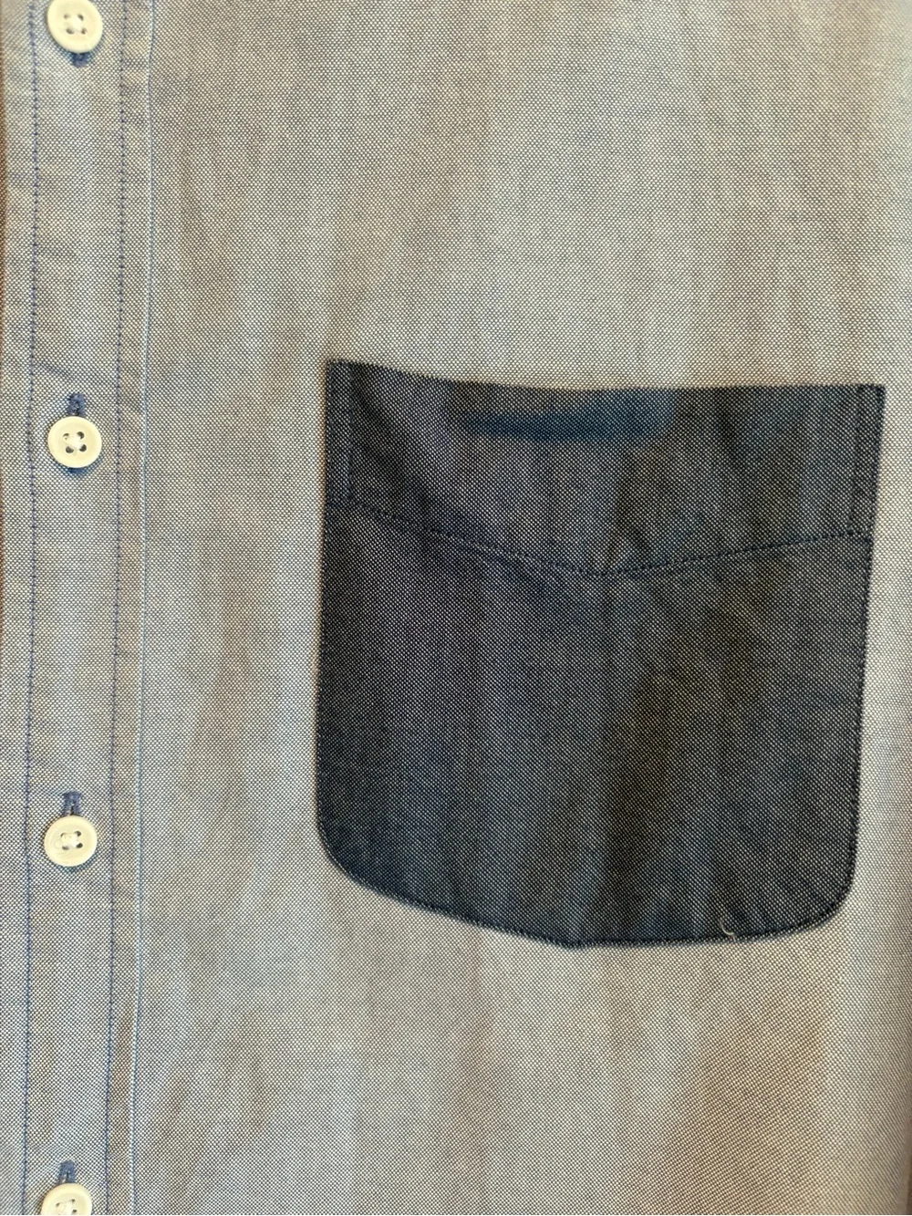 J. Crew Two-Tone Light Blue Button-Down Shirt with Dark Blue Collar & Pocket